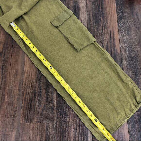 Nicole Miller Linen Blend Baggy Pant Drawstring Lagenlook Boho Size Small Green - Picture 13 of 16
